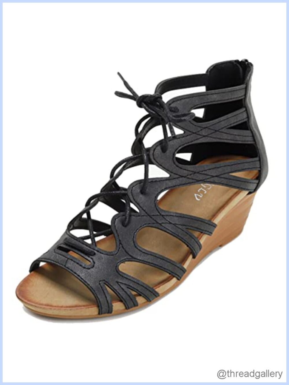 Women's Gladiator Sandals Retro Wedge Heel Open Toe Zip Lightweight